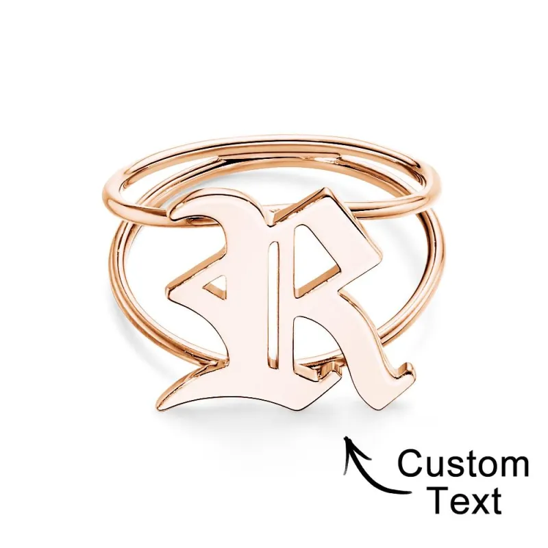 Old English Initial Custom Gothic Ring Personalized gift Ring