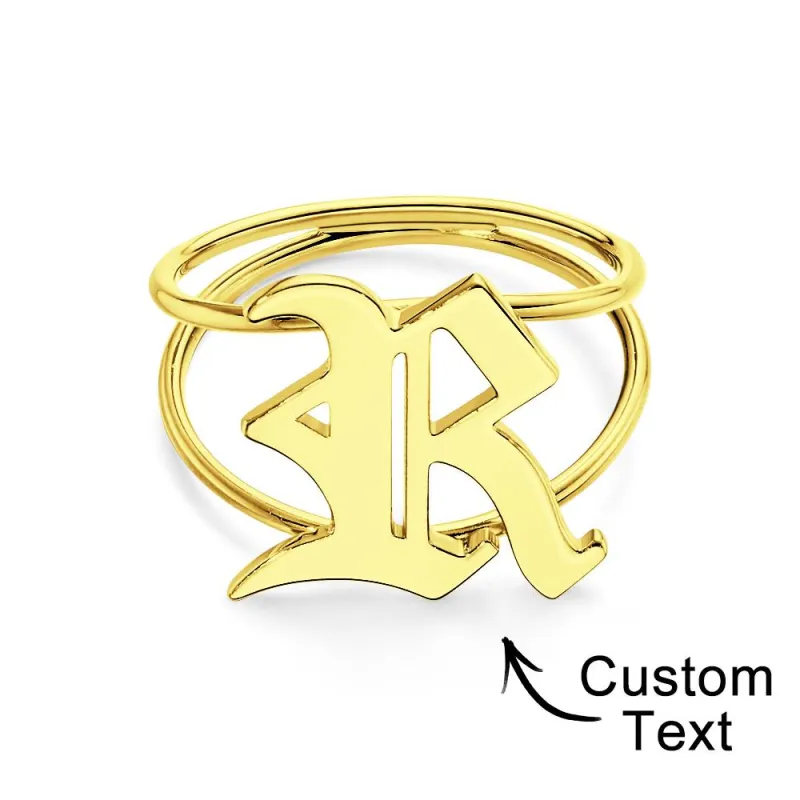 Old English Initial Custom Gothic Ring Personalized gift Ring 4