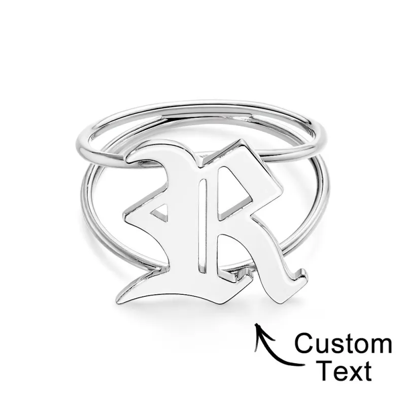 Old English Initial Custom Gothic Ring Personalized gift Ring 5