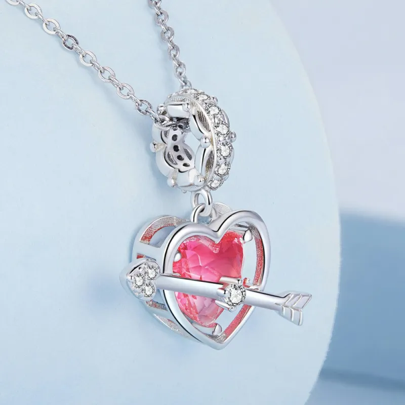 One Arrow through the Heart Dangle Charm Silver 1