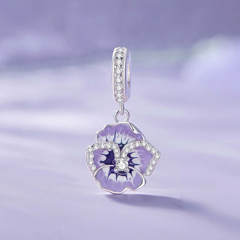 Pansy Dangle Charm Silver 1