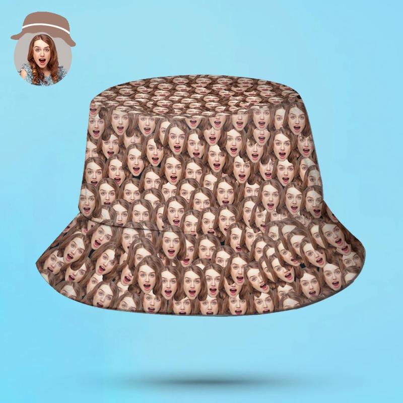 Personalised Bucket Hats Custom Unisex Face Mash Bucket Hat