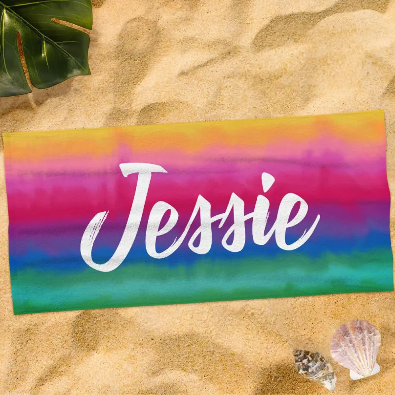 Personalised Towel Engraved with Name Colorful-Jessie