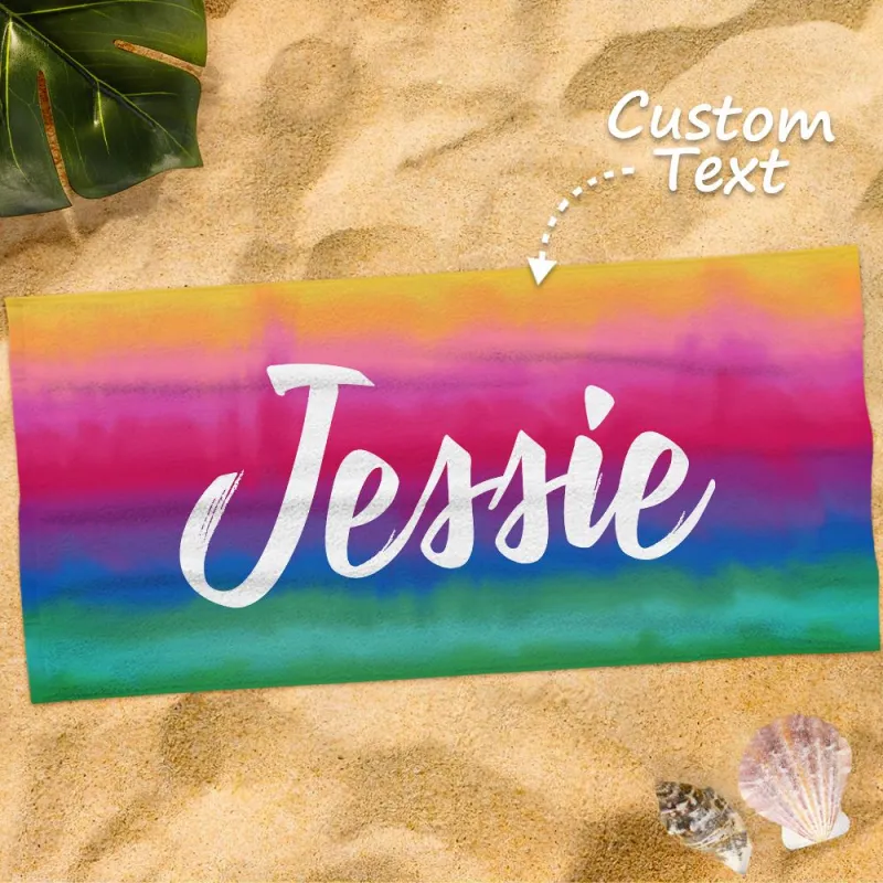 Personalised Towel Engraved with Name Colorful-Jessie 1