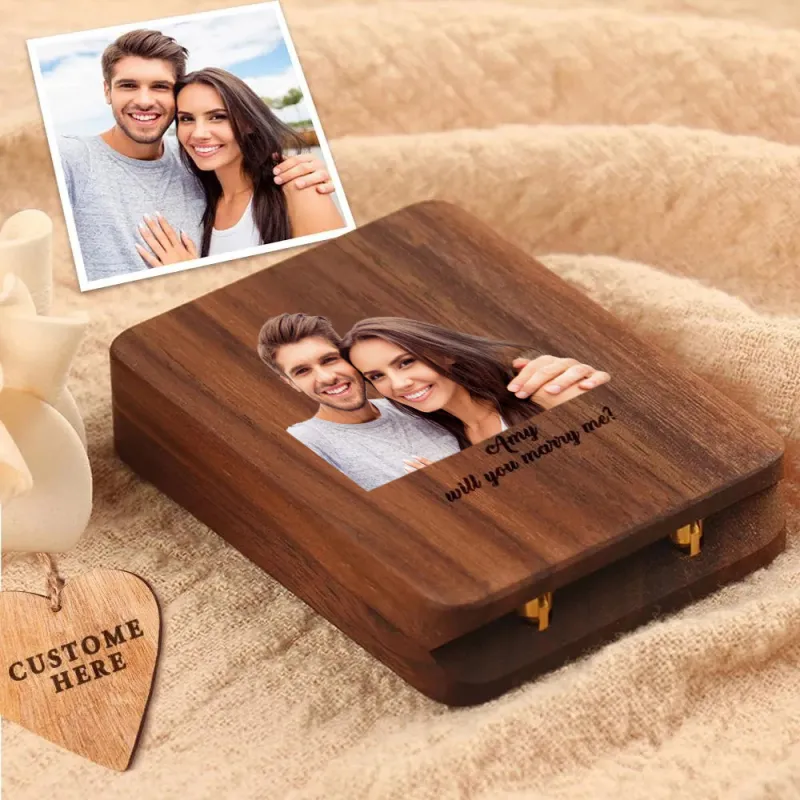 Personalization Jewelry Box Slim Engagement Ring Box Unique Ring Box Wooden Ring Box 3