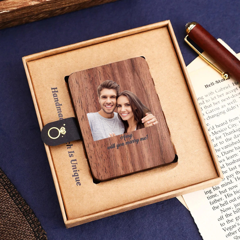 Personalization Jewelry Box Slim Engagement Ring Box Unique Ring Box Wooden Ring Box 2