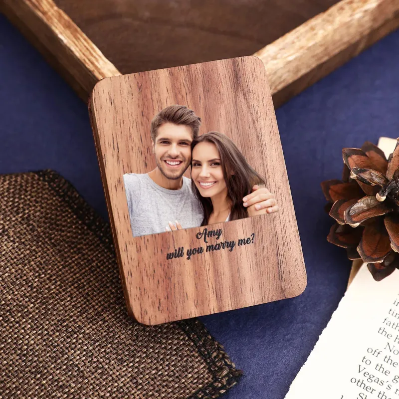 Personalization Jewelry Box Slim Engagement Ring Box Unique Ring Box Wooden Ring Box 5