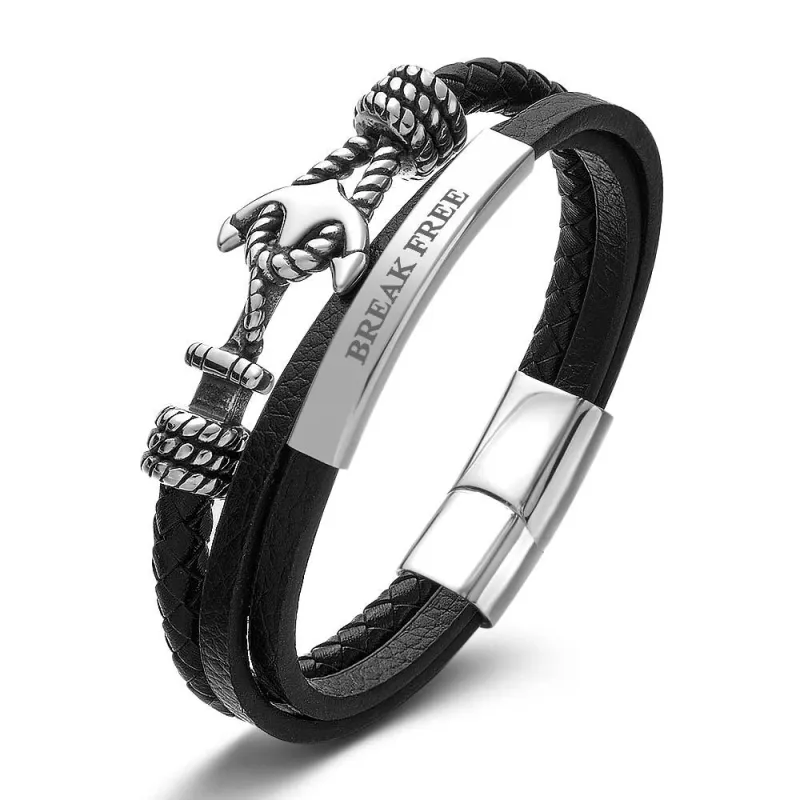 Personalized Anchor Bracelet for Men Stainless Steel Woven Bracelet 1