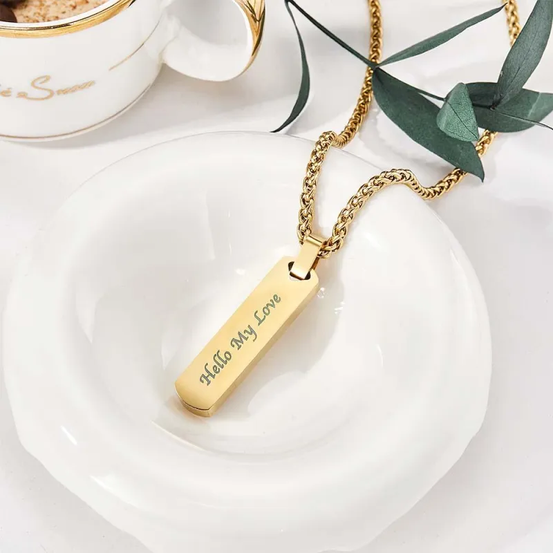 Personalized Bar Necklace for Men Double-sided Stunning and Dainty gift for Christmas Valentines Day Fathers Day Birthday Anniversary Wedding 6