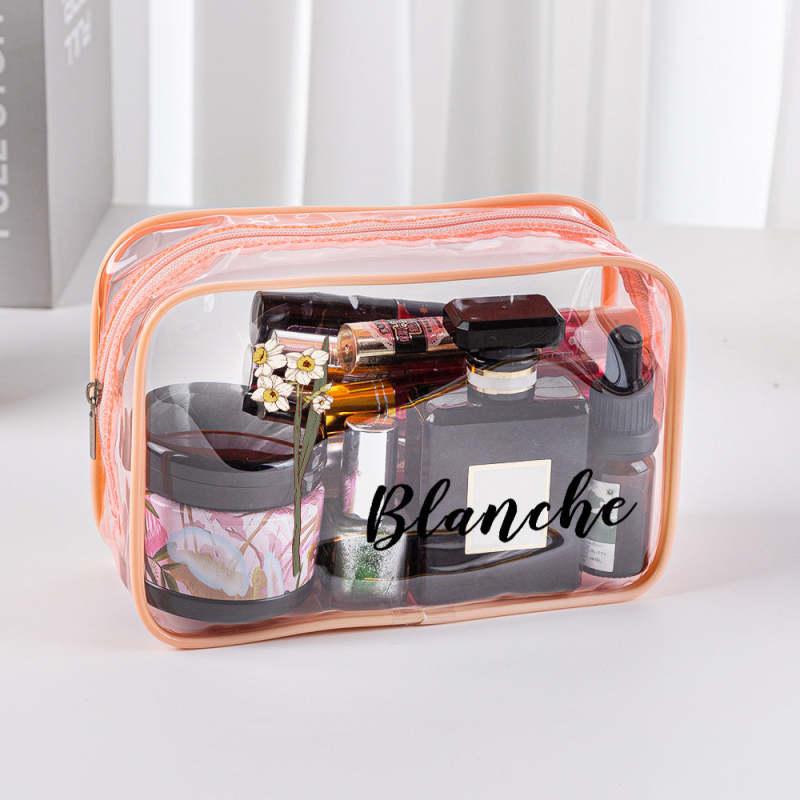 Personalized Birth Flower Clear Makeup Bag Waterproof Cosmetic Bag Wedding Travel Gift for Her 4