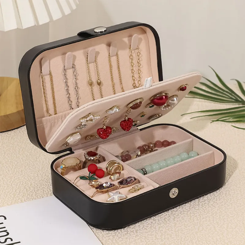 Personalized Birth Flower Leather Travel Jewelry Box with Name Waterproof Multiple Compartments Birthday Bridesmaid Gift for Women Girls 1