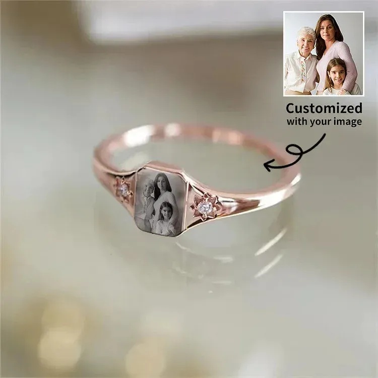 Personalized Birthstone Photo Ring 2 Photo Colors Perfect Gift for Wife for Mother 4