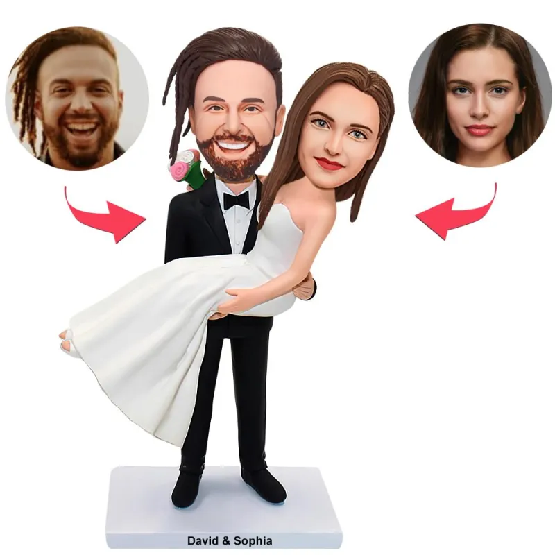 Personalized Bride and Groom Cake Topper  Custom Wedding Cake Toppers Bobbleheads Gifts for Wedding