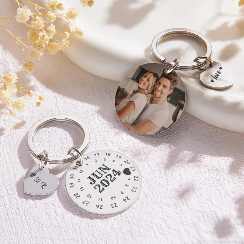 Personalized Calendar Keychain Date Keychain Significant Date Marker Best Anniversary Gift Valentine's Day Gifts For Couples 2