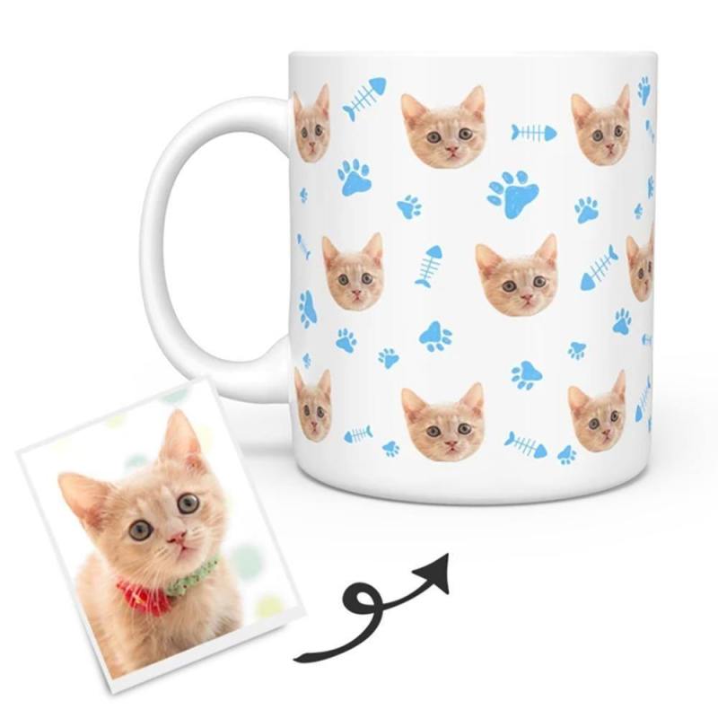 Personalized Cat Photo Mug - Custom Cat Coffee Mug - Put Cat Face on Mug