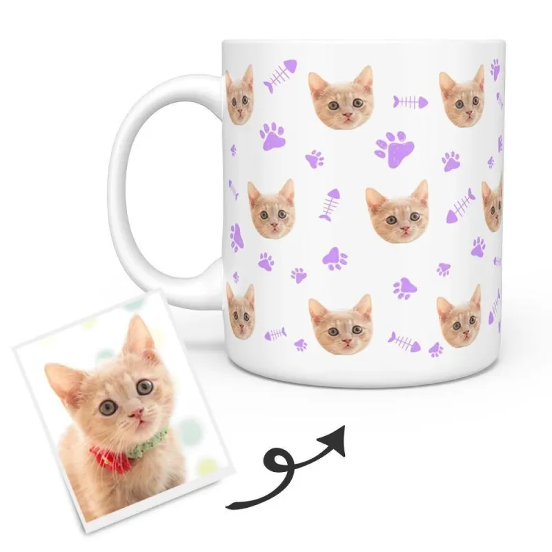 Personalized Cat Photo Mug - Custom Cat Coffee Mug - Put Cat Face on Mug 3