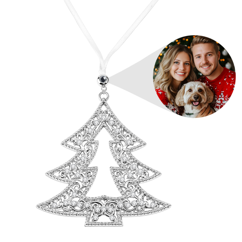 Personalized Christmas Projection Ornaments Christmas Tree Shape Custom Photo Ornaments Christmas Gifts For Family For Lover