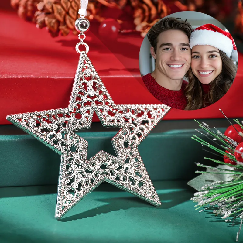 Personalized Christmas Projection Ornaments Star Shape for Christmas Tree Custom Photo Ornaments Christmas Gifts For Family For Lover 6