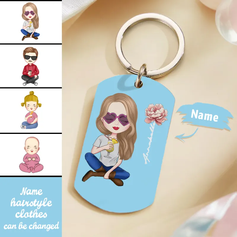 Personalized Cute Cartoon Birth Flower Calendar Keychain Birthday Back to School Gift for Kids 2