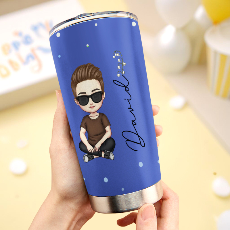 Personalized Cute Cartoon Birth Flower Water Cup Custom Name Cup Personalized Tumbler Cup Birthday Back to School Gift for Kids 3