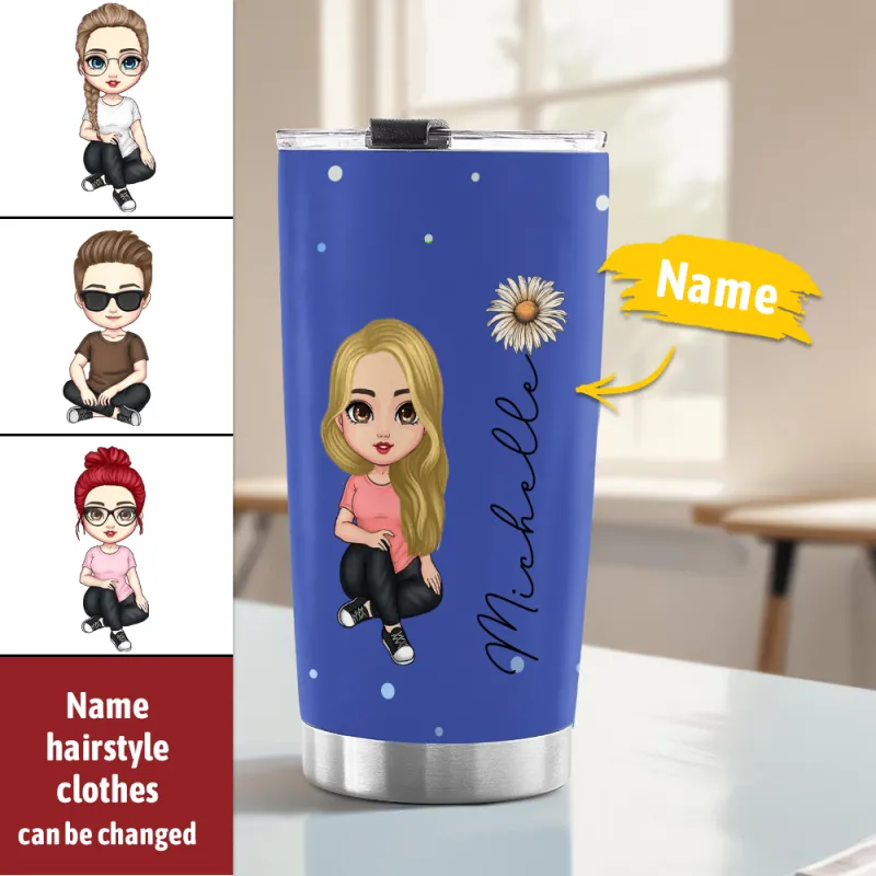 Personalized Cute Cartoon Birth Flower Water Cup Personalized Tumbler Cup Birthday Back to School Gift for Kids 2