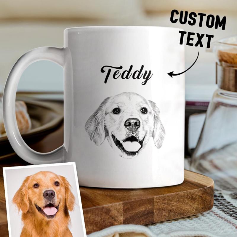 Personalized Dog Face Portrait Mugs Custom Pet Name Mug