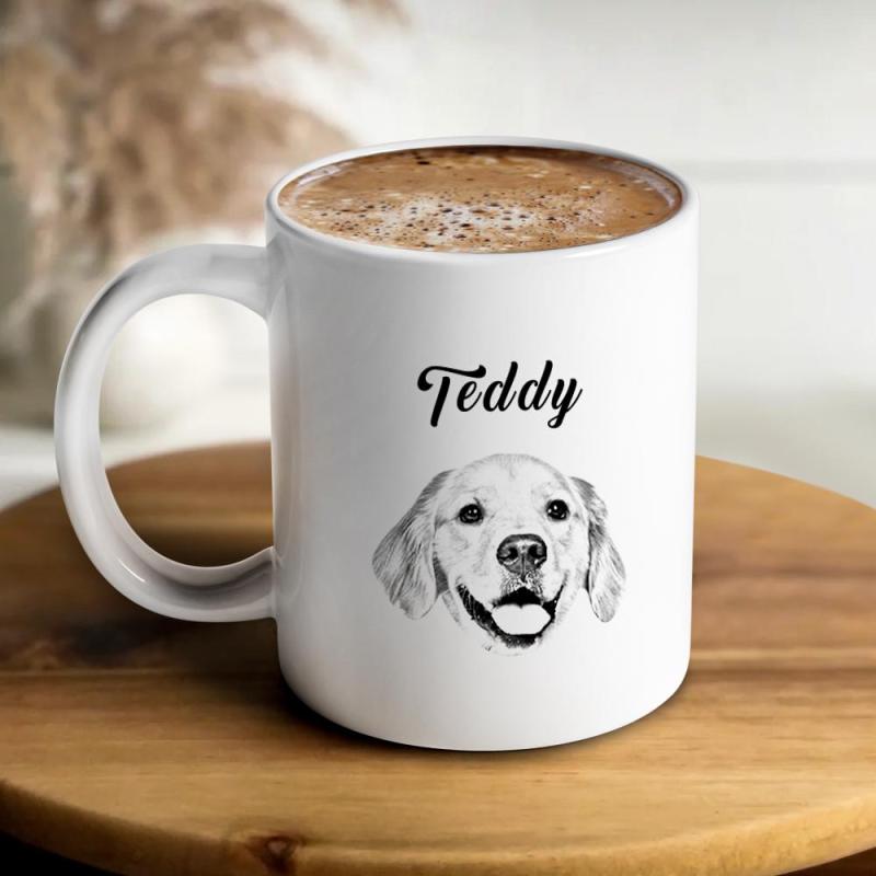 Personalized Dog Face Portrait Mugs Custom Pet Name Mug 1