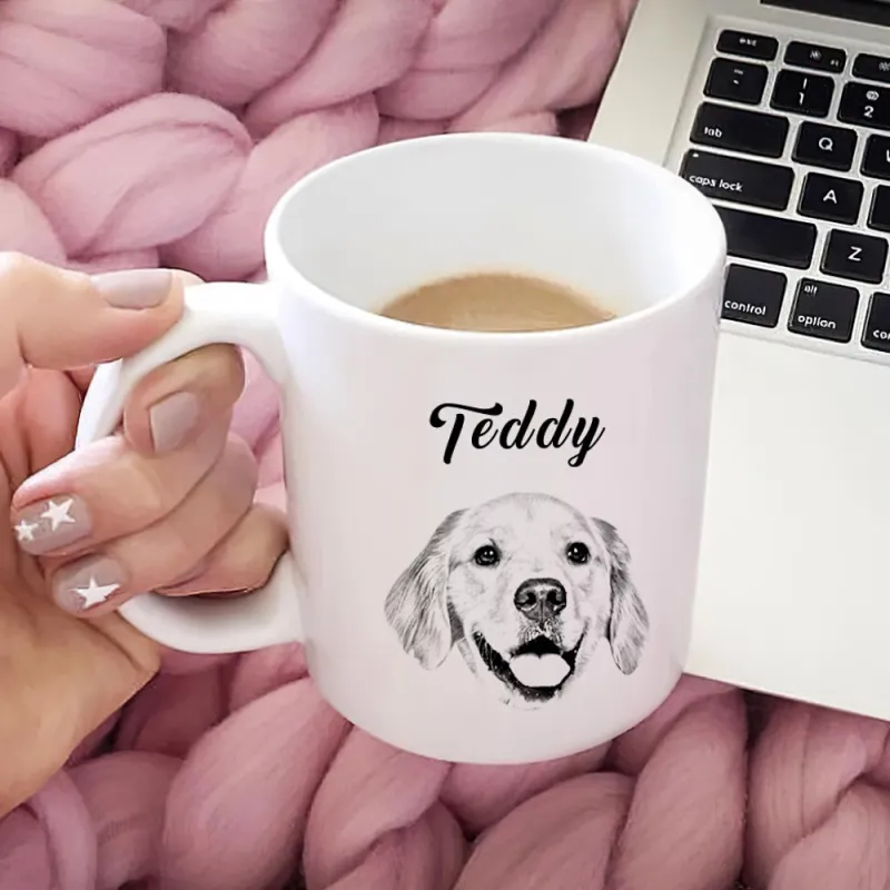 Personalized Dog Face Portrait Mugs Custom Pet Name Mug 2