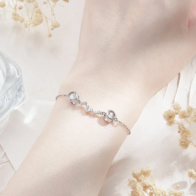 Personalized Double Projection Photo Bracelet Accompanied by Diamonds 3