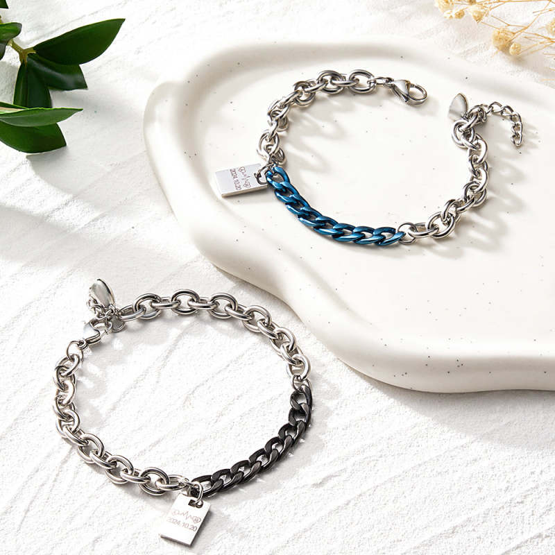 Personalized Engraved Bracelet Splicing Chain Fashion Gift 3