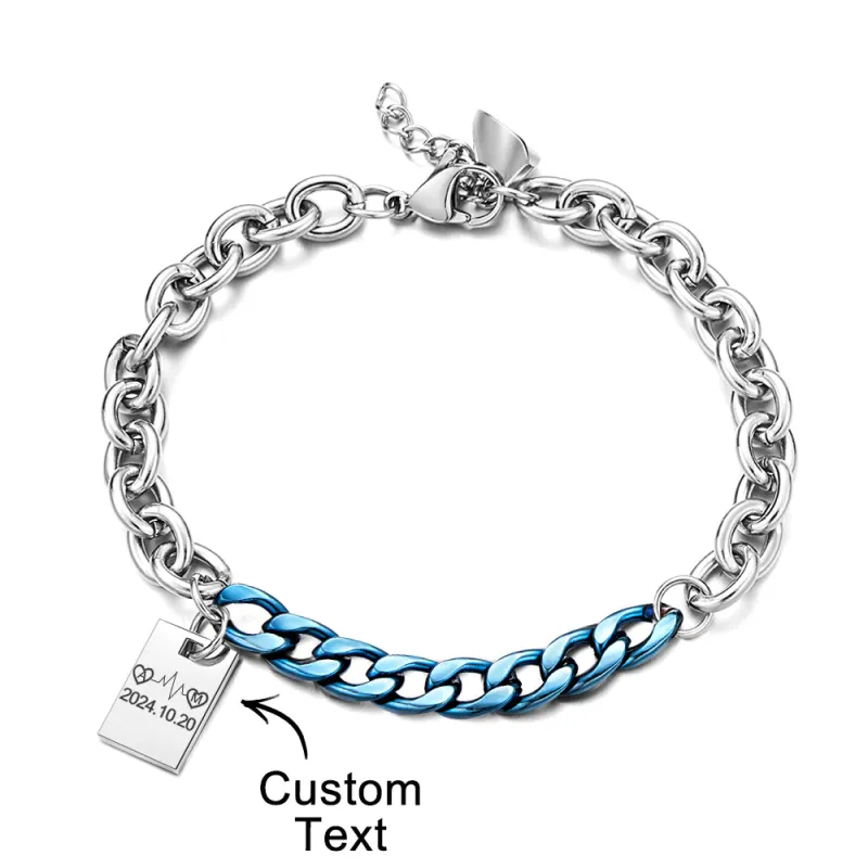 Personalized Engraved Bracelet Splicing Chain Fashion Gift 4