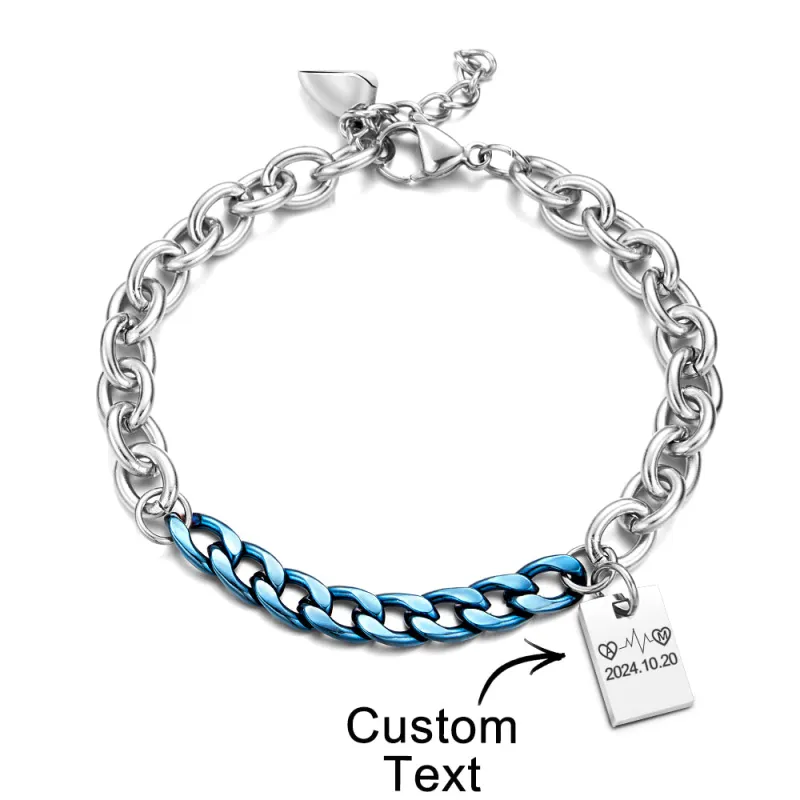 Personalized Engraved Bracelet Splicing Chain Fashion Gift 5