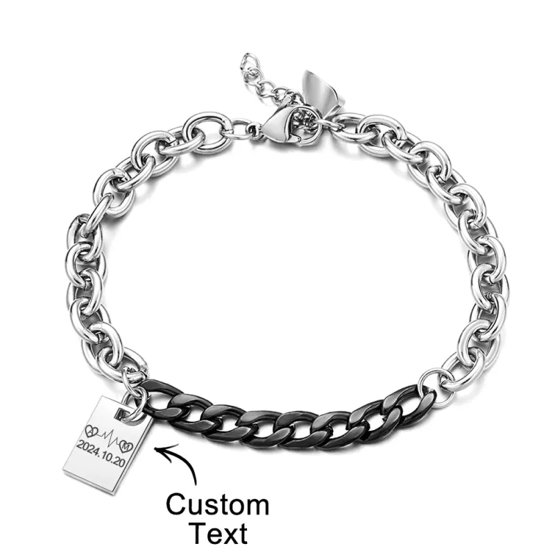 Personalized Engraved Bracelet Splicing Chain Fashion Gift 6