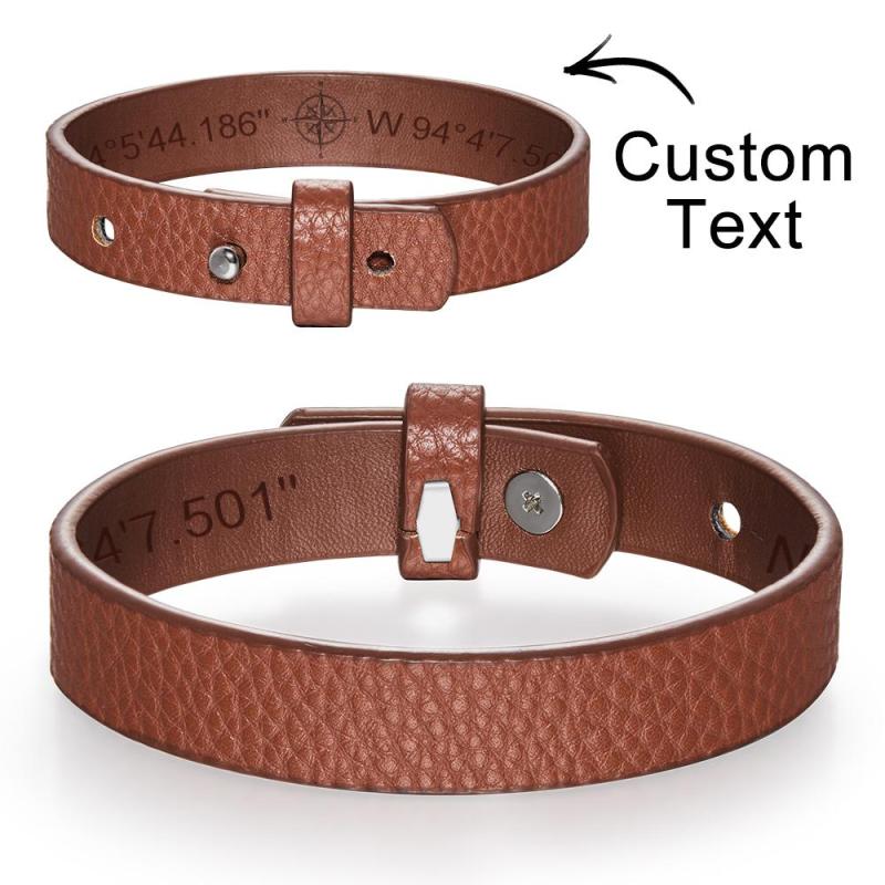 Personalized Engraved Bracelets for Men Unique Gifts for Husband Customized Genuine Leather Bracelet Secret Message Gifts