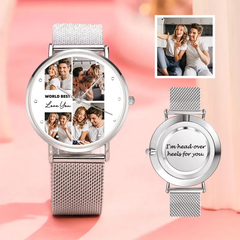 Personalized Engraved Photo Watches With Alloy Strap Valentine's Day Gift For Him