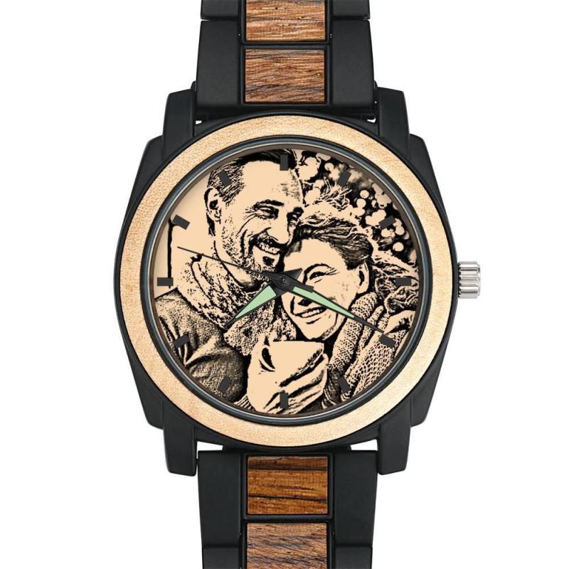 Personalized Engraved Watch, Photo Watch with Red Alloy Strap Gift For Him 2