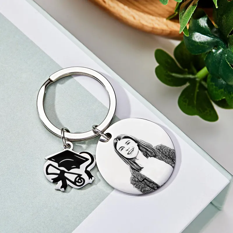 Personalized Graduation Photo Keychain Custom Engraved Commemorative Gifts for Him 2