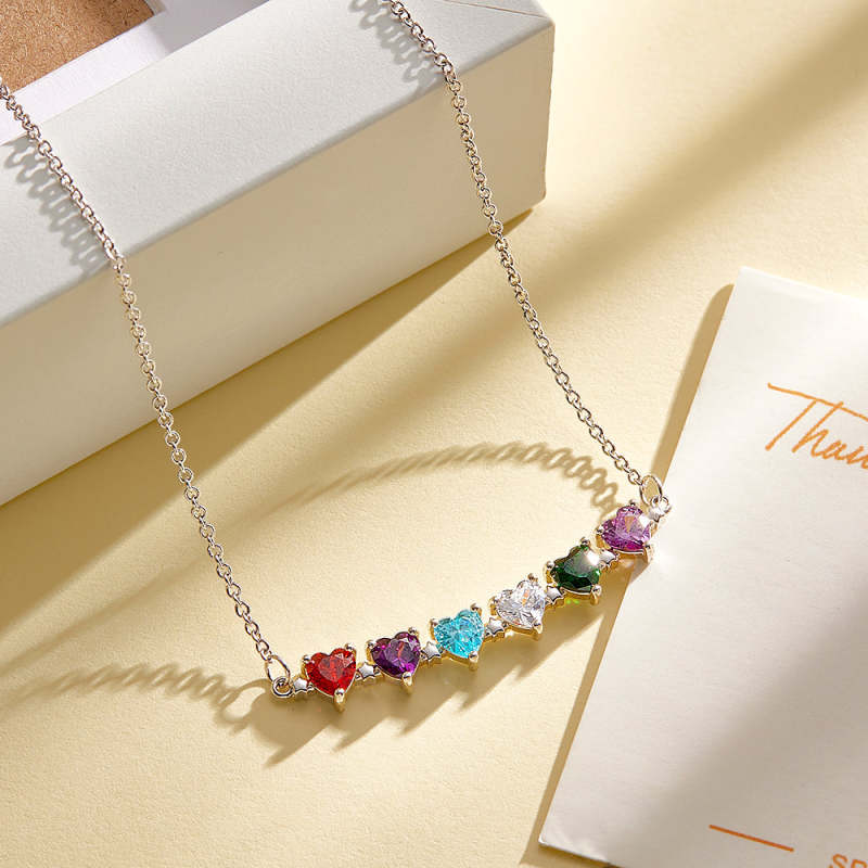 Personalized Heart-Shaped Birthstone Necklace Anniversary Birthday Gift for Her 2