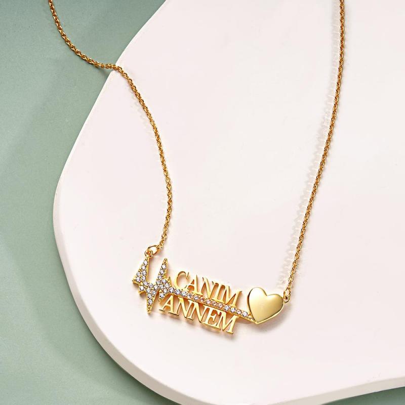 Personalized Heartbeat Name Necklace Creative Love Pendant Jewelry Gifts for Her 2