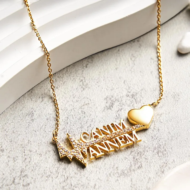 Personalized Heartbeat Name Necklace Creative Love Pendant Jewelry Gifts for Her 3