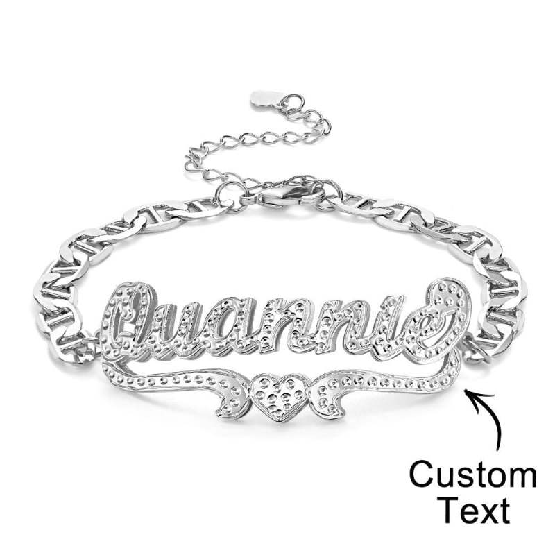 Personalized Hip Hop Name Bracelet Heart Decor Chain Bracelet Jewelry Gifts For Men 4