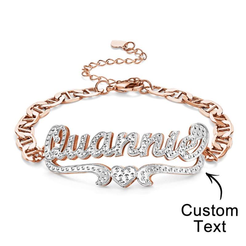 Personalized Hip Hop Name Bracelet Heart Decor Chain Bracelet Jewelry Gifts For Men 5