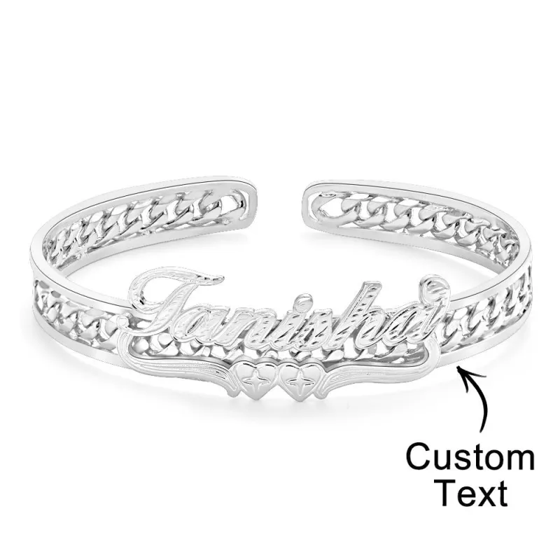 Personalized Hip Hop Name Bracelet Hollow Out Adjustable Bracelet Jewelry Gifts For Men 4