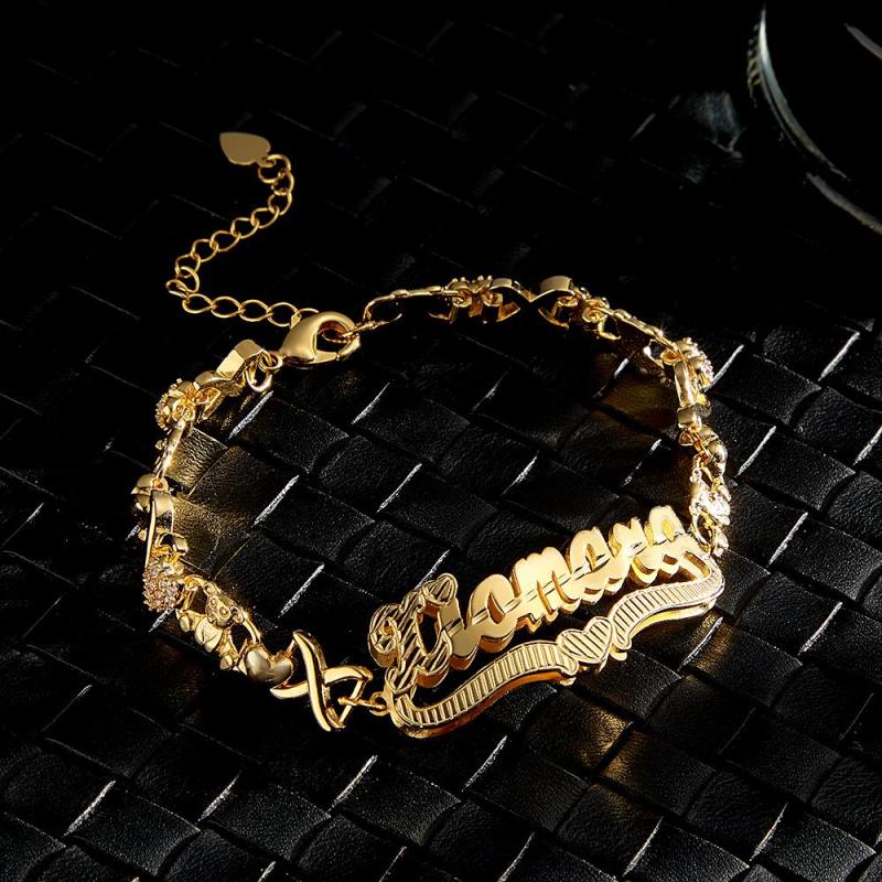 Personalized Hip Hop Name Bracelet Nameplate With Heart Decor Trendy Bracelet Jewelry Gifts For Men 1