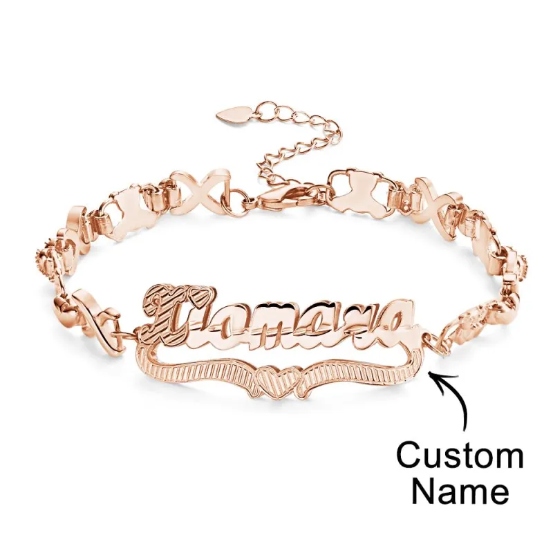 Personalized Hip Hop Name Bracelet Nameplate With Heart Decor Trendy Bracelet Jewelry Gifts For Men 5