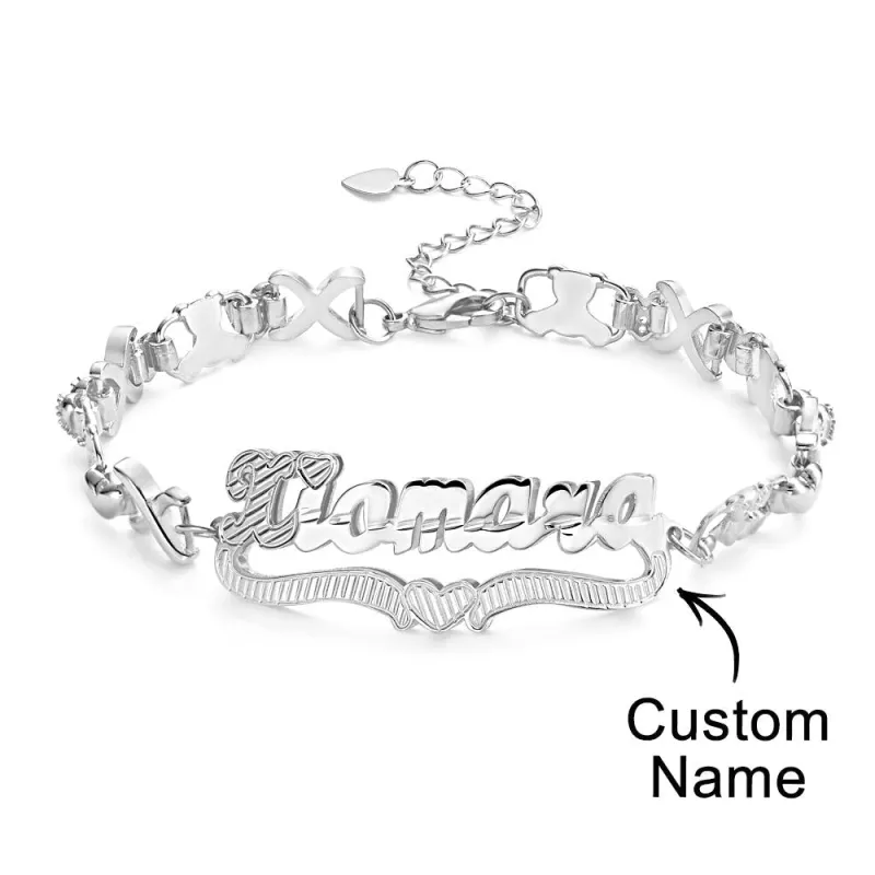 Personalized Hip Hop Name Bracelet Nameplate With Heart Decor Trendy Bracelet Jewelry Gifts For Men 4