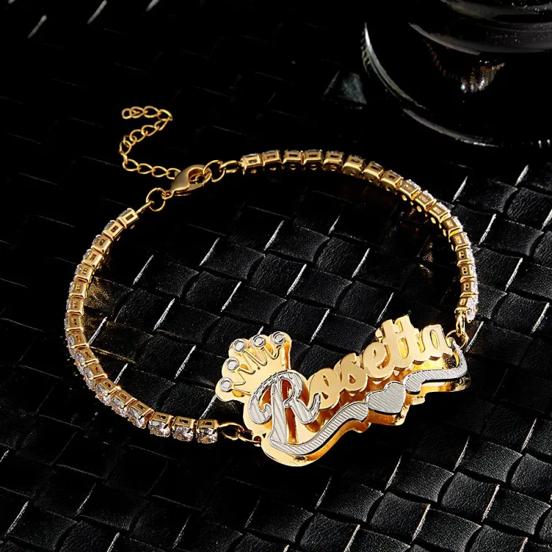 Personalized Hip Hop Name Bracelet With Crown Adjustable Zircon Bracelet Jewelry Gifts For Men 2