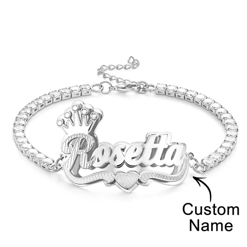 Personalized Hip Hop Name Bracelet With Crown Adjustable Zircon Bracelet Jewelry Gifts For Men 5