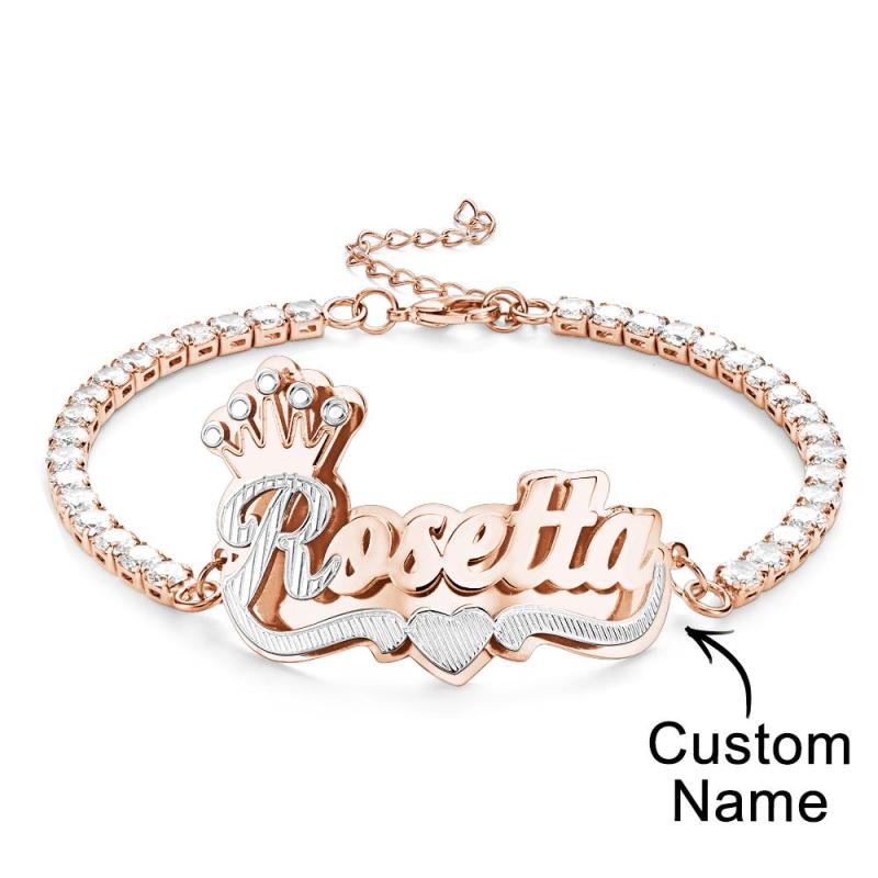 Personalized Hip Hop Name Bracelet With Crown Adjustable Zircon Bracelet Jewelry Gifts For Men