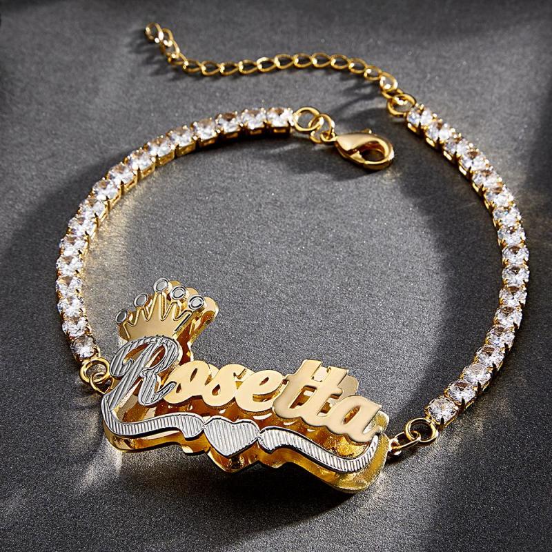 Personalized Hip Hop Name Bracelet With Crown Adjustable Zircon Bracelet Jewelry Gifts For Men 3